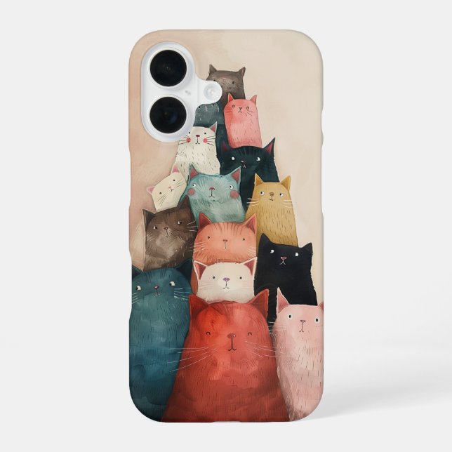 Funda Para iPhone 16 Fiesta de gato (Reverso )