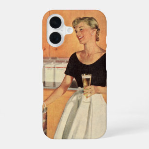 Funda Para iPhone 16 Fiesta Vintage en la Cocina, Cerveza y Aperitivos