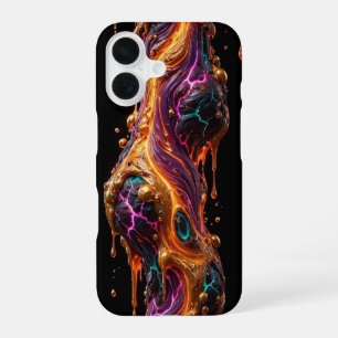 Funda Para iPhone 16 Filamento de lava delgado como cabello - Oro Teal