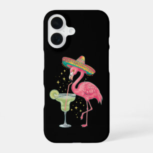 Funda Para iPhone 16 Flamenco bebiendo Margarita Divertido Poncho Mexic