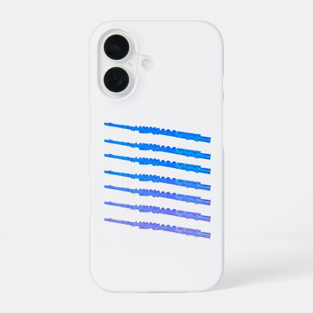 Funda Para iPhone 16 Flautas Ombre Azul (Reverso )