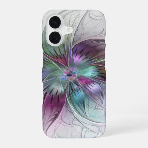 Funda Para iPhone 16 Flor Abstracta Colorida Arte Fractal Floral Modern