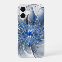 Flor abstracta de arte fractal en acuarela gris az