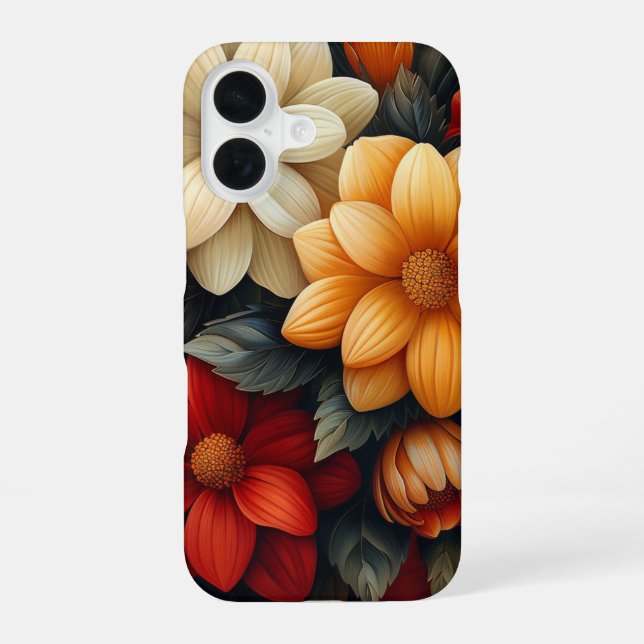 Funda Para iPhone 16 Flor amarilla, naranja, roja (Reverso )