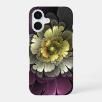 Flor Fractal Abstracta Moderna Purpura Gris Khaki