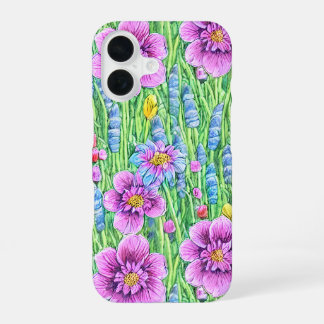 Funda Para iPhone 16 Flor jardín Guay Colorful Pattern Purple Green