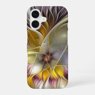 Funda Para iPhone 16 Flor moderna fractal abstracta y colorida