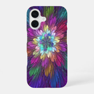 Funda Para iPhone 16 Flor psicodélica colorida Resumen Arte Fractal