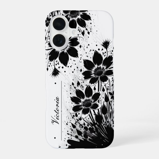 Funda Para iPhone 16 Flor salpicada de tinta (Reverso )