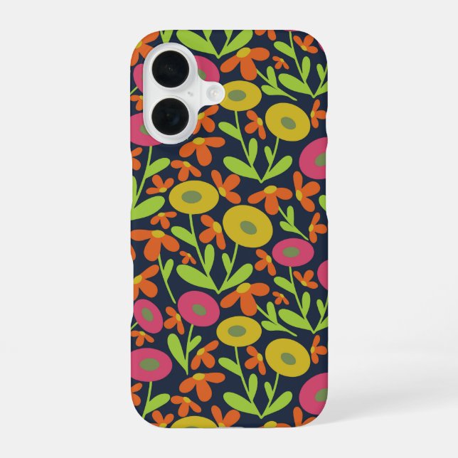 Funda Para iPhone 16 Flora Neon Abstracta (Reverso )