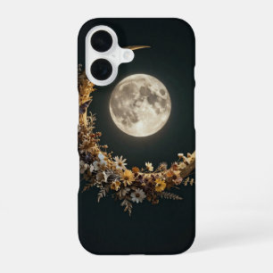 Funda Para iPhone 16 Floral Crescent Moon Celestial Case