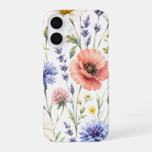 Funda Para iPhone 16 Floral de prado de flores silvestres en acuarela