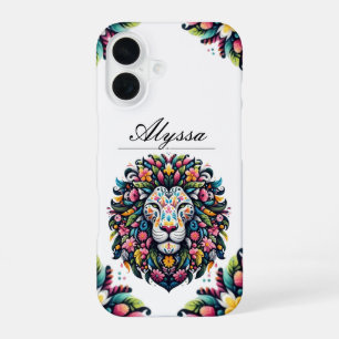 Funda Para iPhone 16 Floral Lion Silhouette