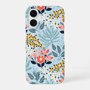 Funda Para iPhone 16 Floral moderna en azul