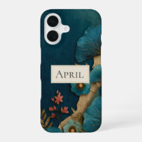 Floral Teal y Dorado sobre Teal Oscuro