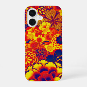 Funda Para iPhone 16 FLORALES NARANJA AMARILLO Peonía,Rosas Floral Japo