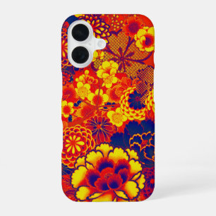 Funda Para iPhone 16 FLORALES NARANJA AMARILLO Peonía,Rosas Floral Japo