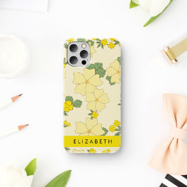 Funda Para iPhone 16 Flores Amarillas, Patrón De Flores, Tu Nombre