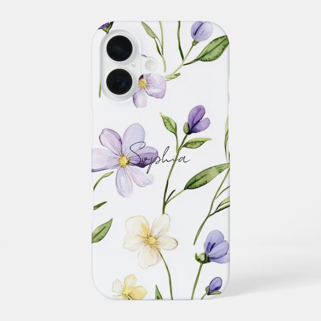 Funda Para iPhone 16 Flores Amarillas Purpura Hermosas (Reverso )