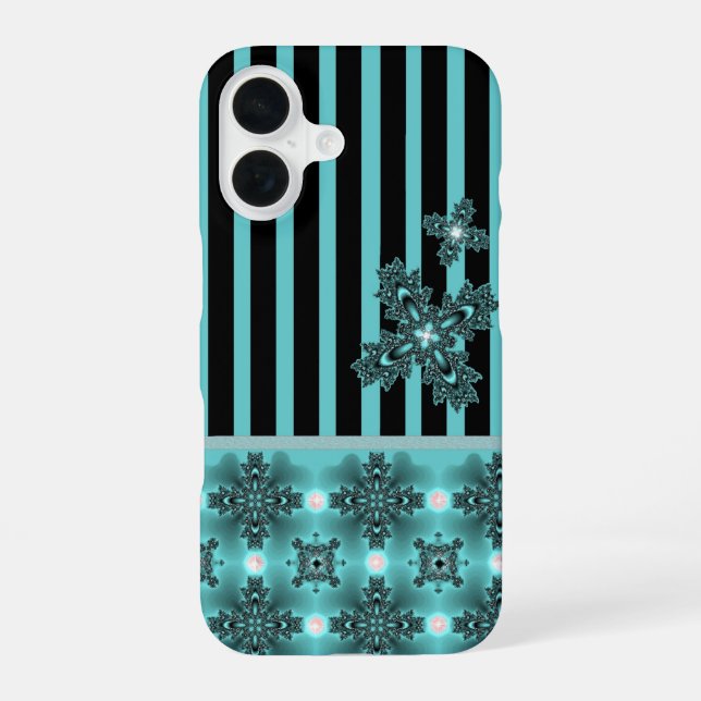 Funda Para iPhone 16 Flores Artdeco en estilo retro (Reverso )
