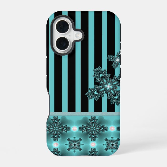 Funda Para iPhone 16 Flores Artdeco en estilo retro (Reverso )