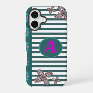 Funda Para iPhone 16 Flores Artdeco en estilo retro con monograma