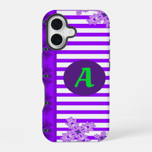 Funda Para iPhone 16 Flores Artdeco en estilo retro con monograma
