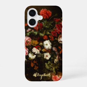 Funda Para iPhone 16 Flores Arte Floral Vintage Monograma con Estilo