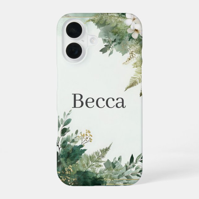 Funda Para iPhone 16 Flores Blancas & Follaje (Reverso )