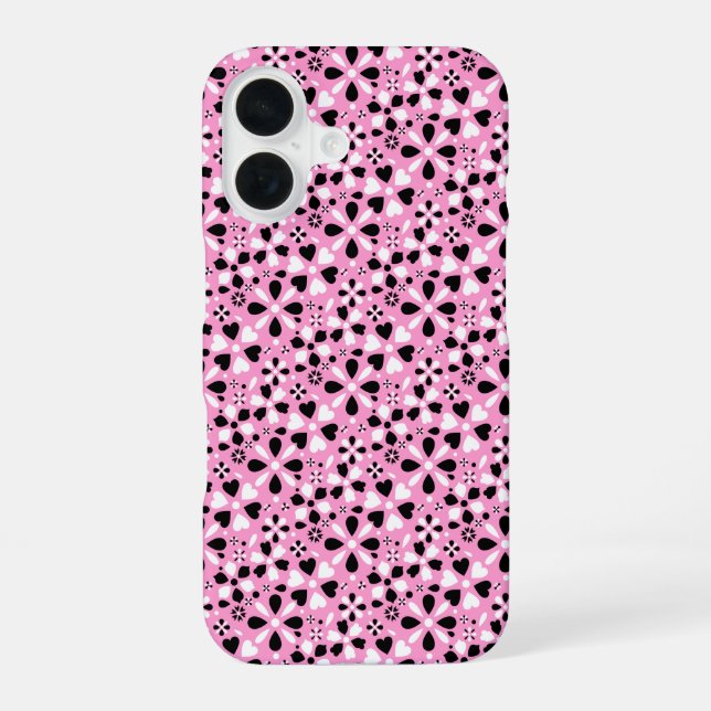 Funda Para iPhone 16 Flores blancas negras lindas (Reverso )
