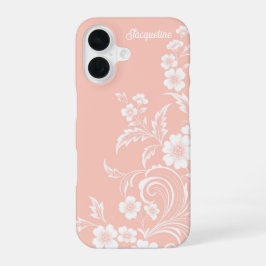 Funda Para iPhone 16 Flores blancas y de color rosa