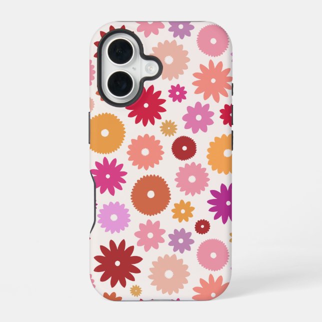 Funda Para iPhone 16 Flores Coloridas Patrón Grande (Reverso )