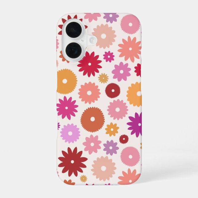 Funda Para iPhone 16 Flores Coloridas Patrón Grande (Reverso )