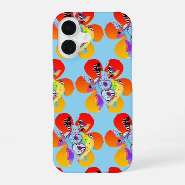 Funda Para iPhone 16 Flores de corazón (Reverso )