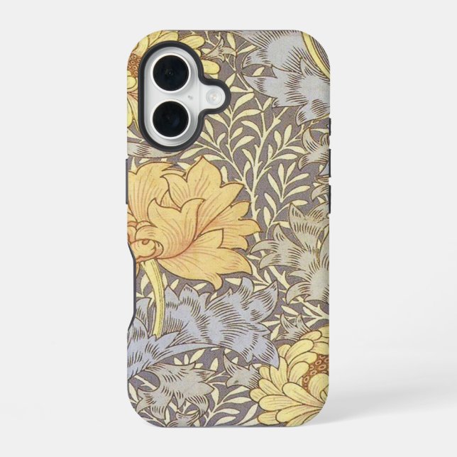 Funda Para iPhone 16 Flores de crisantemo de William Morris (Reverso )