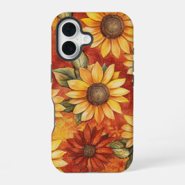FUNDA PARA iPhone 16 FLORES DE FLORES DE FLORES DE CAÍDA AMARILLA NARAN