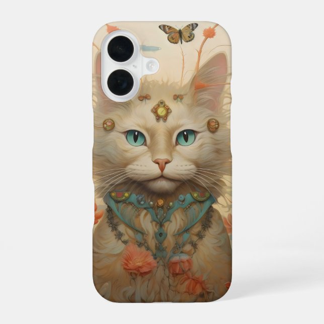 Funda Para iPhone 16 Flores de gato de fantasía (Reverso )