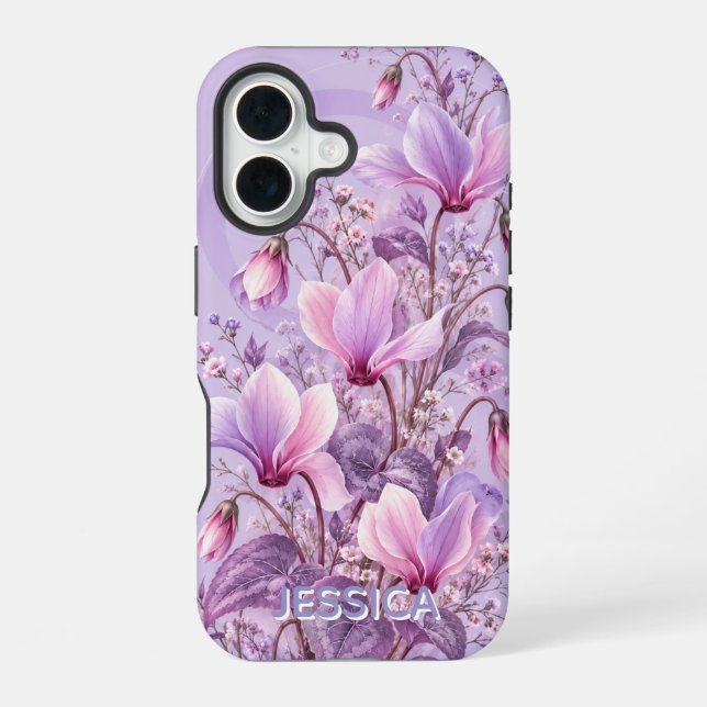 Funda Para iPhone 16 Flores de Iris Turquesa Elegantes Personalizadas (Reverso )