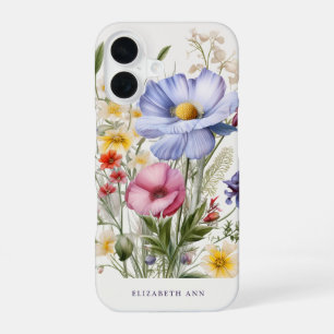 Funda Para iPhone 16 Flores de jardín nombre personalizado