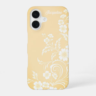Funda Para iPhone 16 Flores delicadas de melocotón y blancas