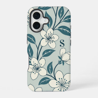 Funda Para iPhone 16 Flores Elegantes Patrón Botánico Floral Blanco