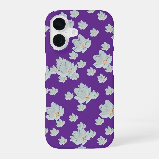 Funda Para iPhone 16 Flores en púrpura        (Reverso )