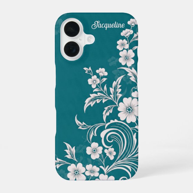 Funda Para iPhone 16 Flores Encantadas y Verdes (Reverso )