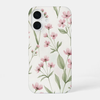 Funda Para iPhone 16 Flores Florales Acuarela Rosa Suave Cosmos Botánic