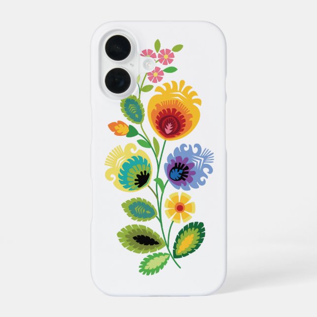 Funda Para iPhone 16 Flores Folclóricas Polacas Amarillas (Reverso )