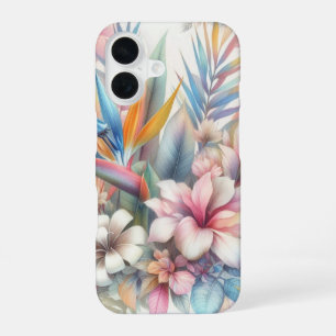 Funda Para iPhone 16 Flores hawaianas de colores pasteles
