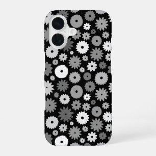 Funda Para iPhone 16 Flores monocromas repiten patrón