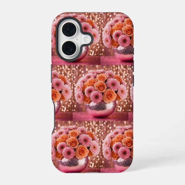 Funda para iPhone 16 Flores Naranja de Lujo (Reverso )