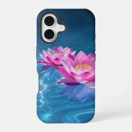 Funda Para iPhone 16 Flores rosa de Lotus flotando en agua azul cristal