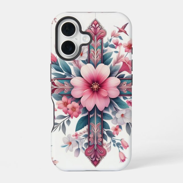 Funda Para iPhone 16 Flores rosadas (Reverso )